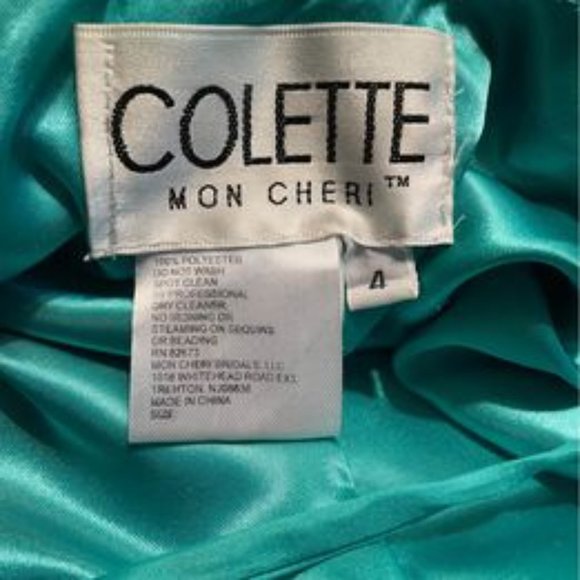 Teal and Gold Floral Prom Dress - Picture 10 of 10